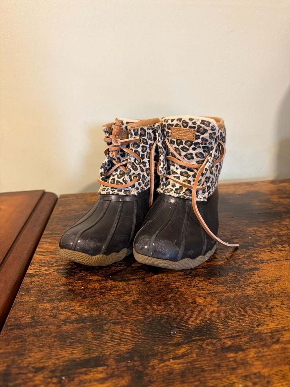 Sperry Saltwater Animal Print Duck Boots Kids Size 11M